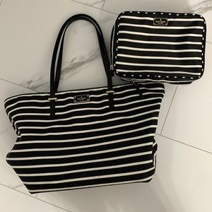 Kate spade nylon tote & matching travel makeup bag